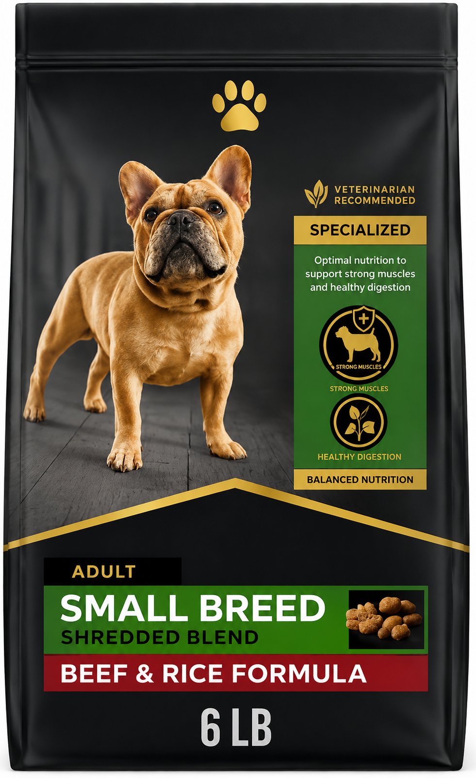 Small Breed Dog Food Shredded Beef Rice Blend with Live Probiotics