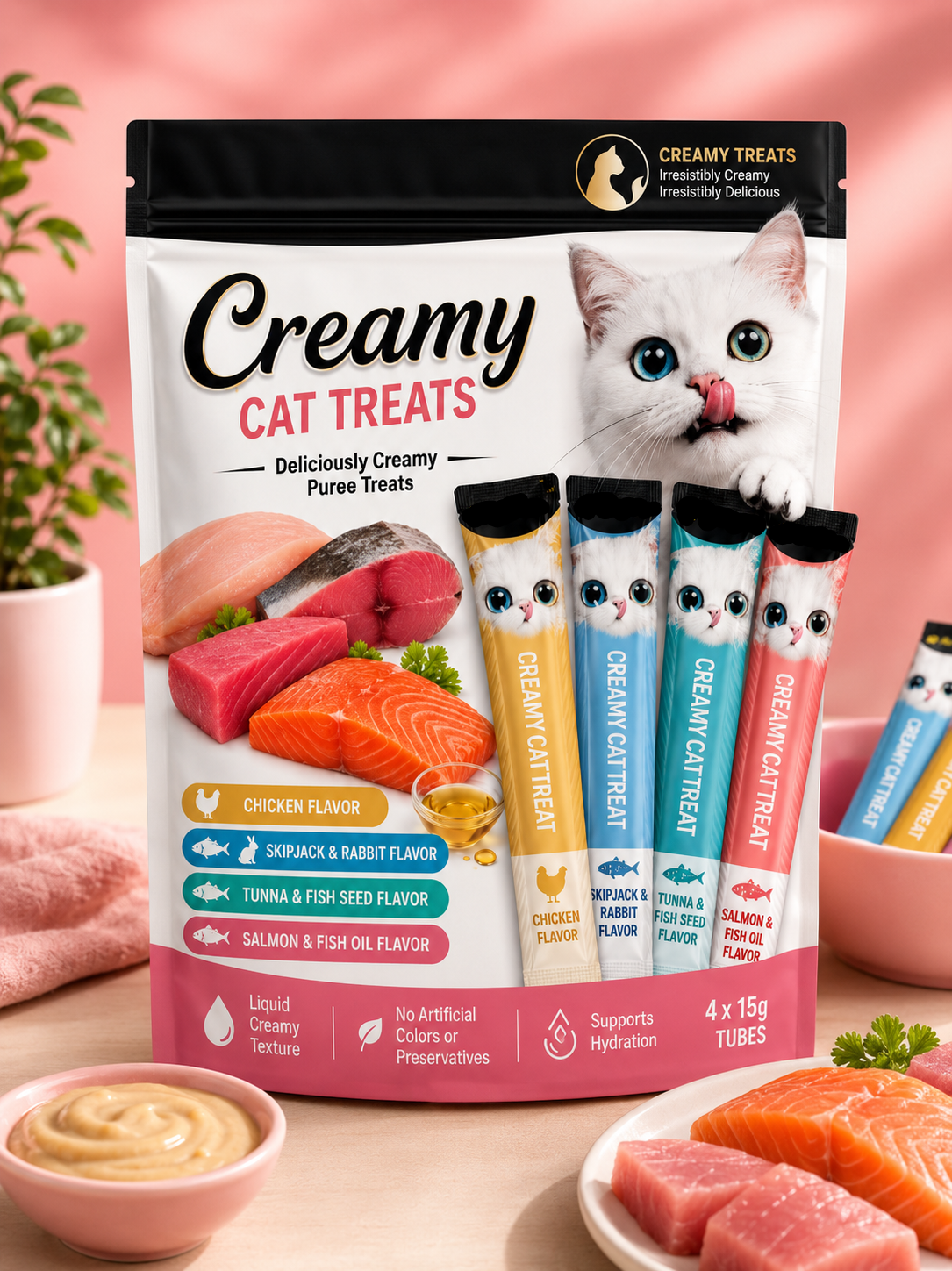 Premium Cat Treat Sticks Variety Pack (300g)