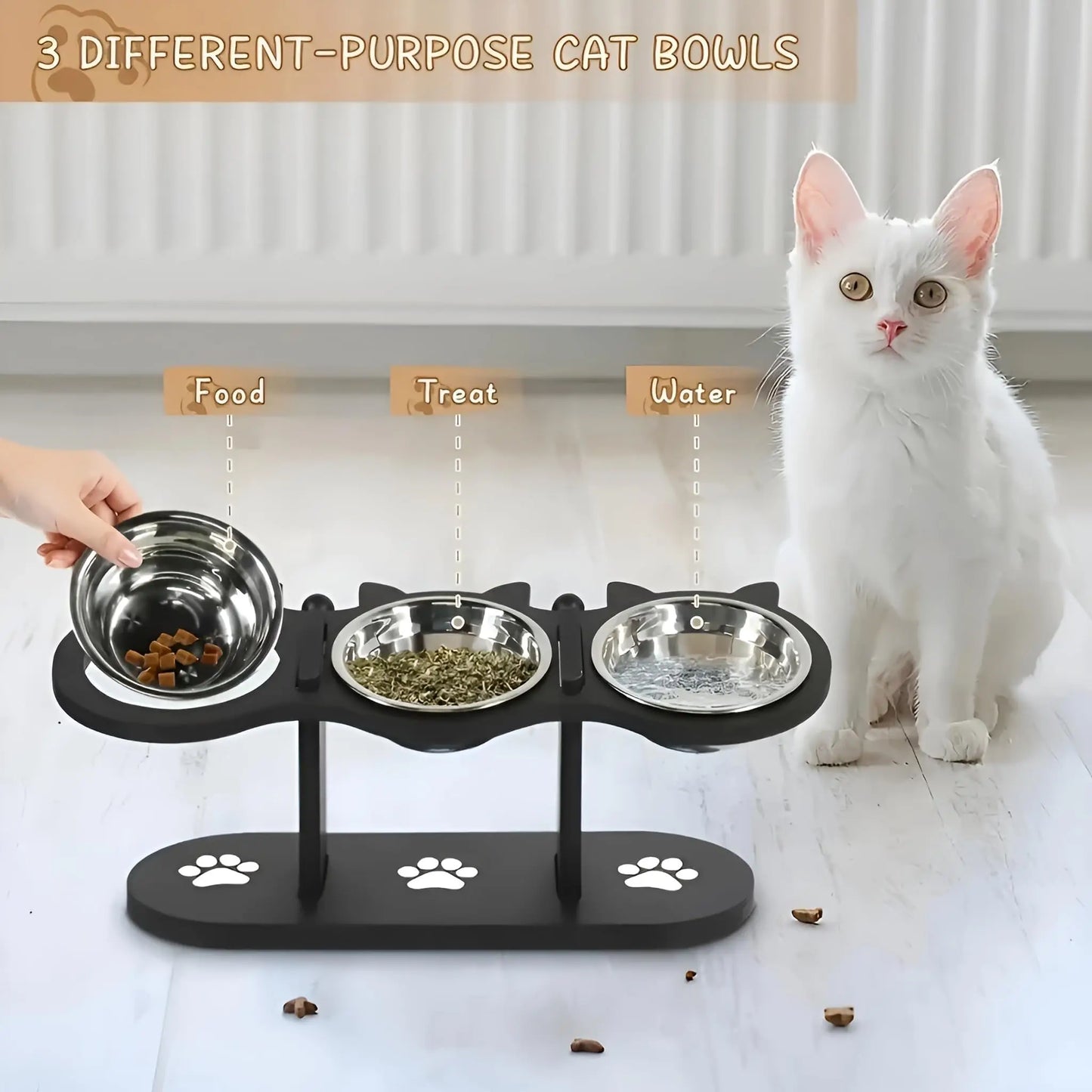Elevated Stainless Steel Pet Bowl with Wooden stand