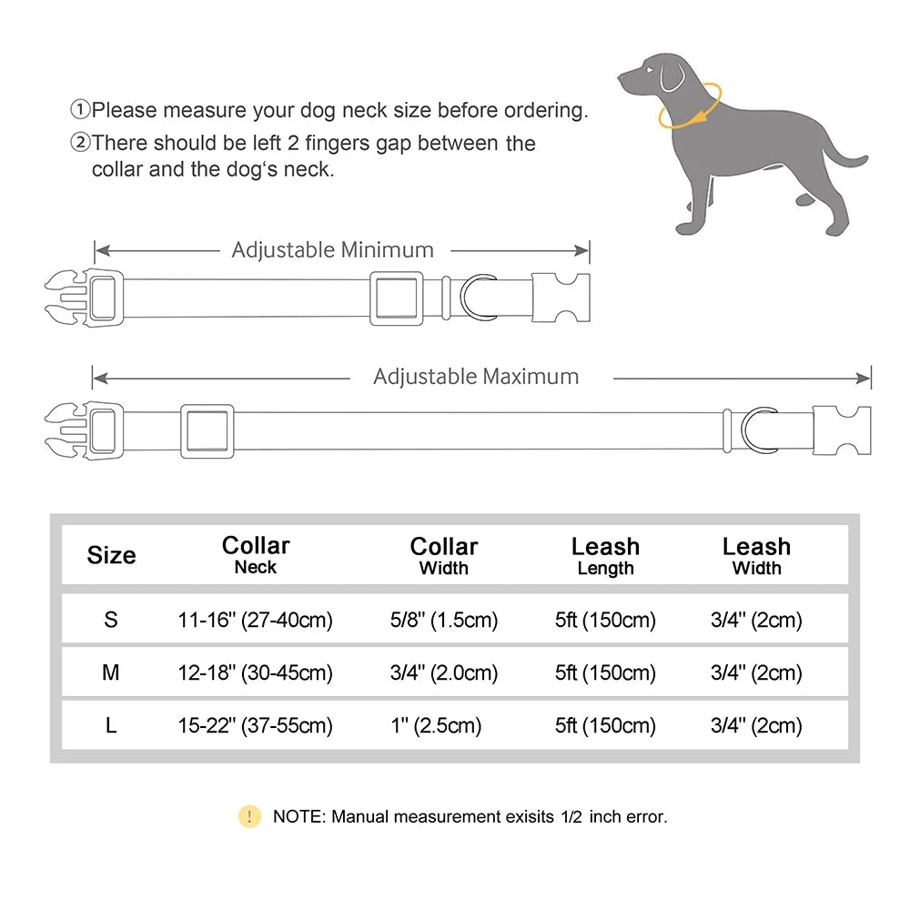 Personalized Nylon Dog Collar & Leash Set