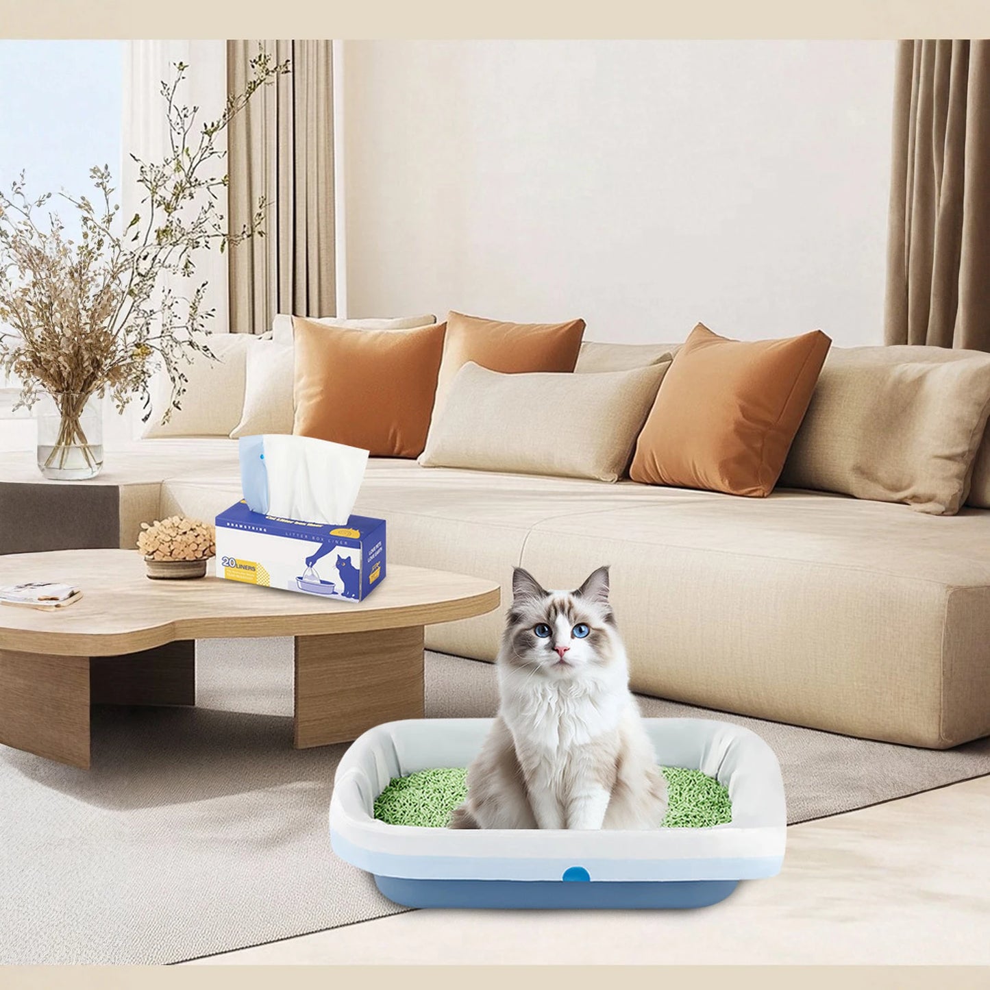 Drawstring Disposable Cat Litter Box Liners (15 Count)