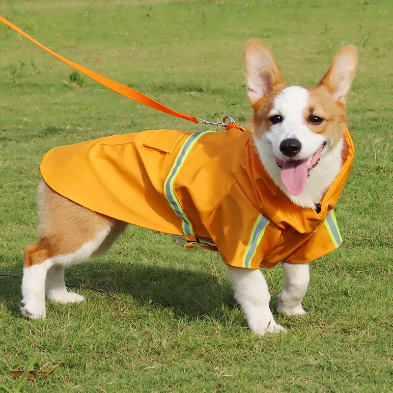 Waterproof Reflective Hooded Dog Raincoat