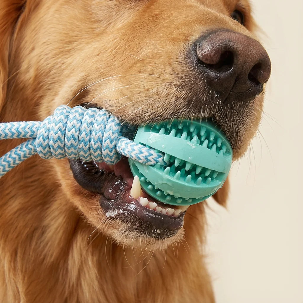 Rope & Rubber Treat Dispenser Dog Toy