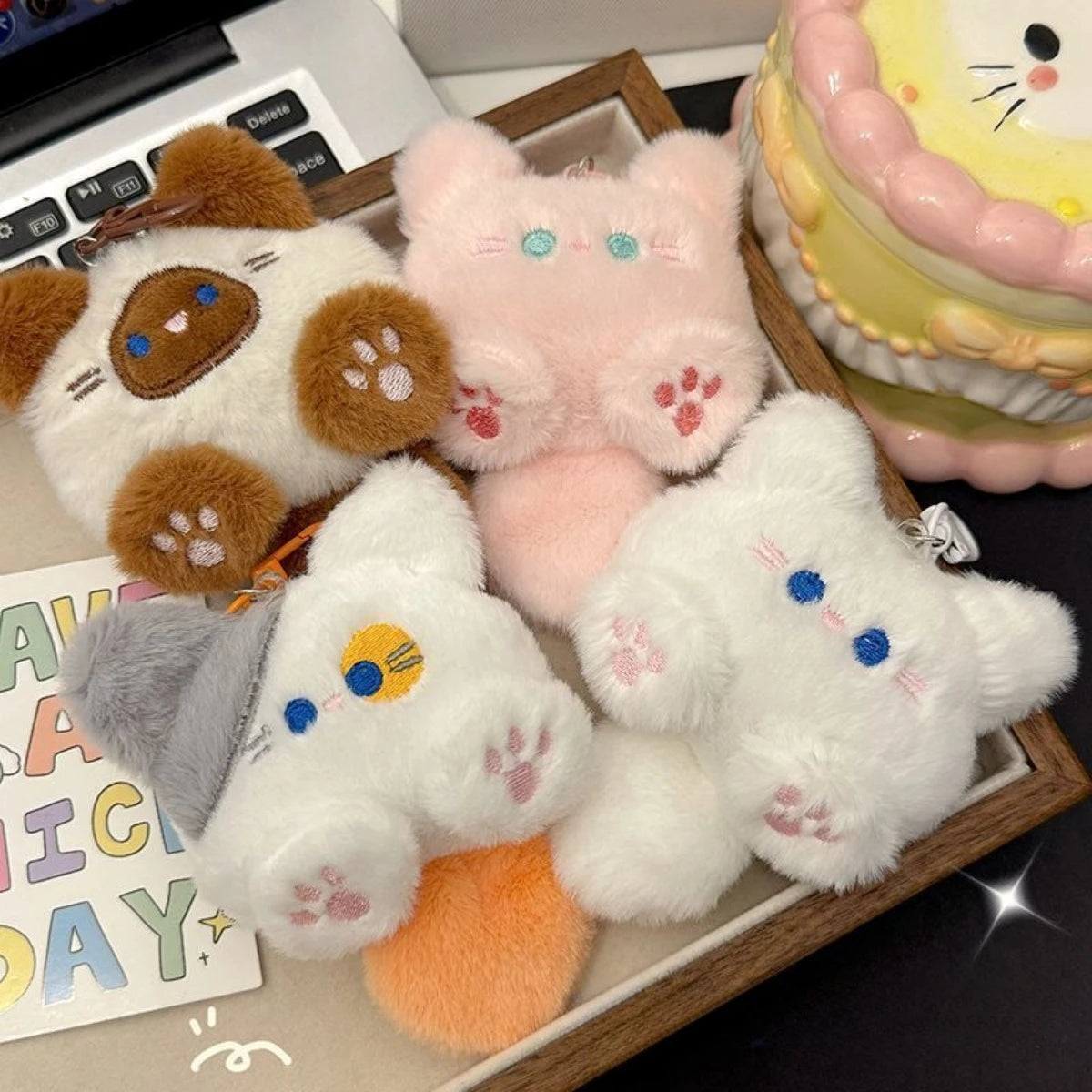 Cute Plush Cat Keychain Bag Charm for You