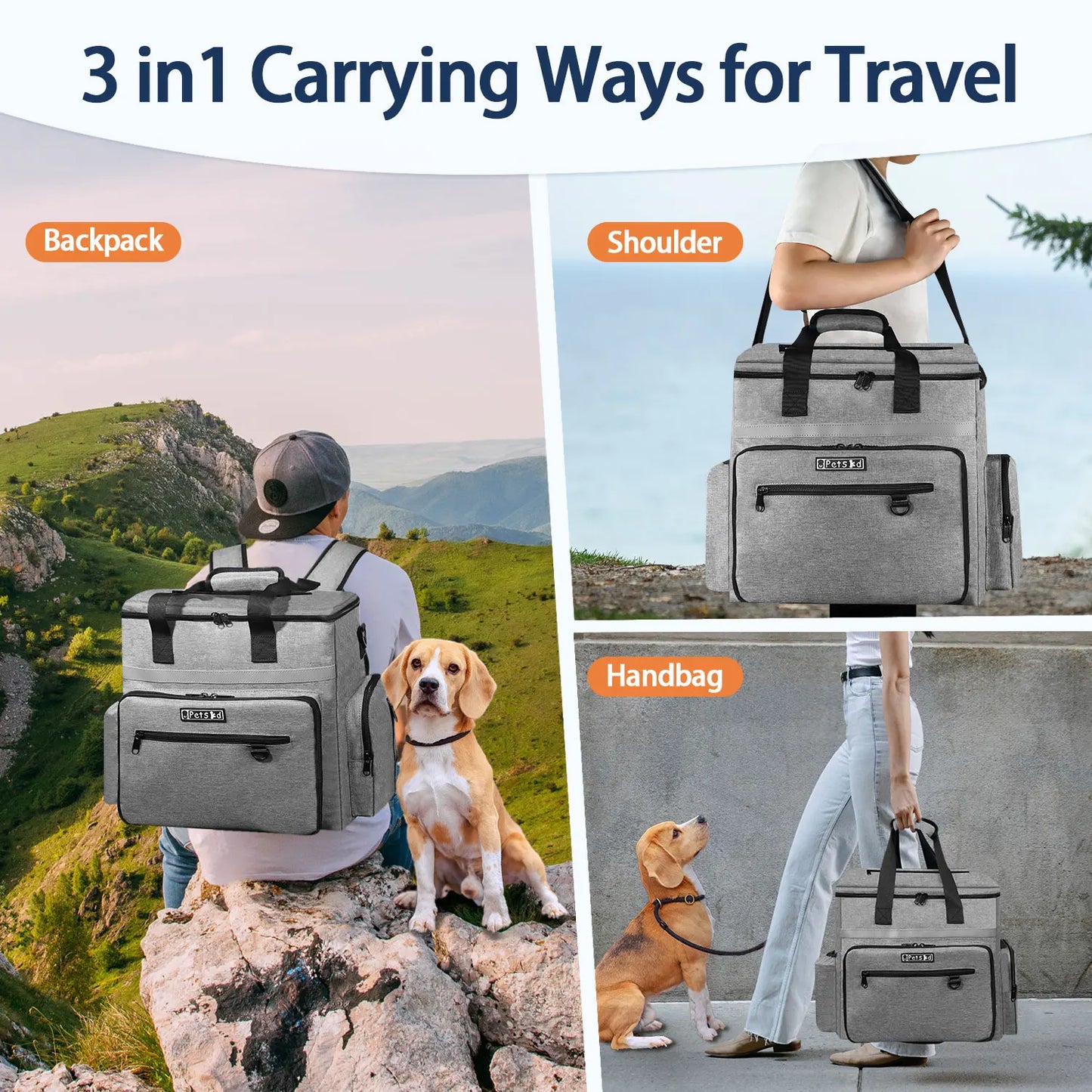 Portable Pet Travel Organizer Bag with Bowls