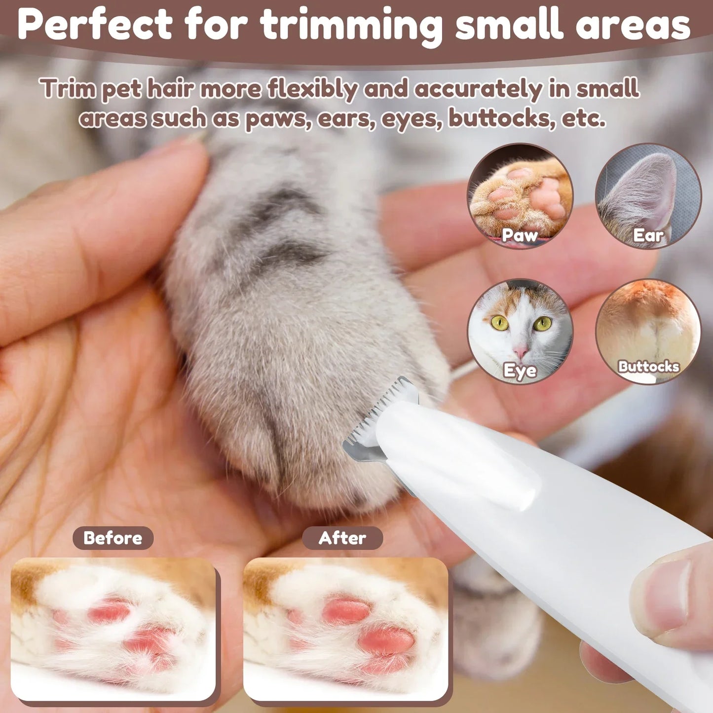 Waterproof Dog Paw Trimmer with LED Light