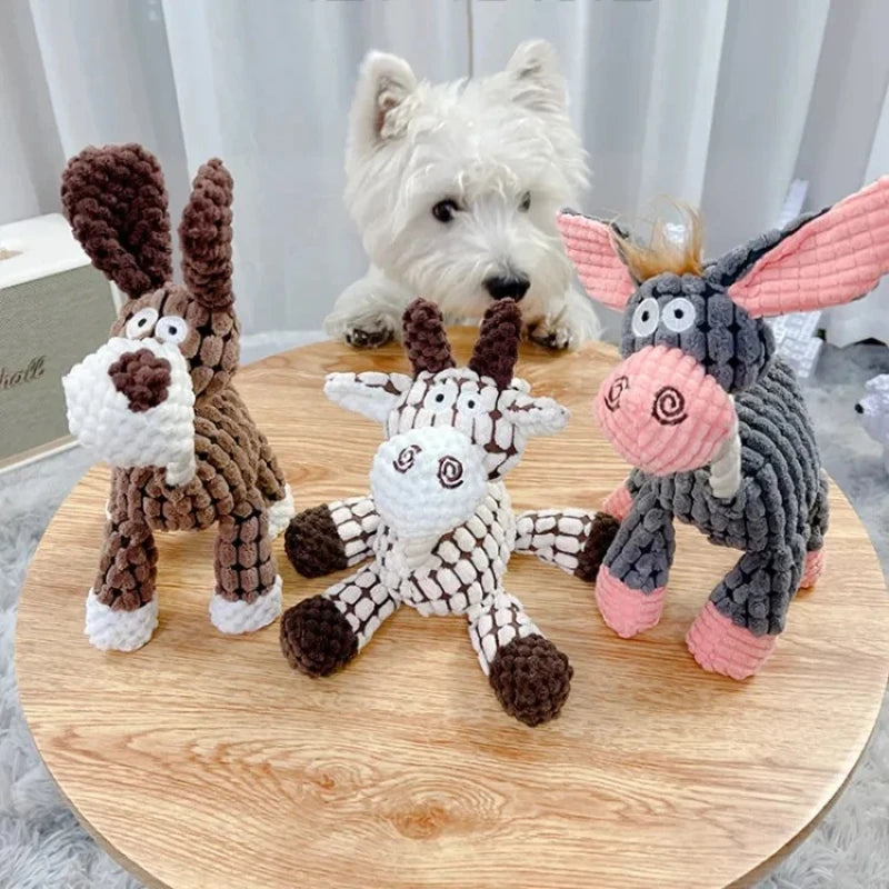 Cute Donkey Plush Squeaky Dog Toy