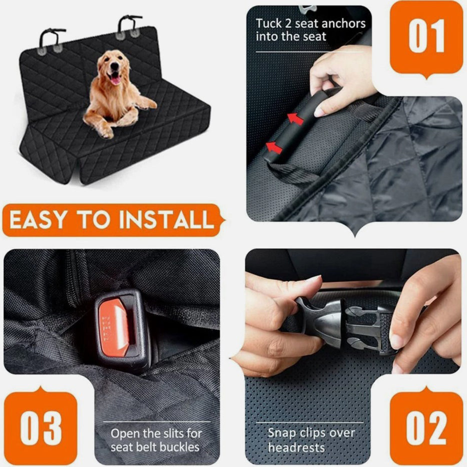 Waterproof Pet Car Seat Cover with Seat Belts