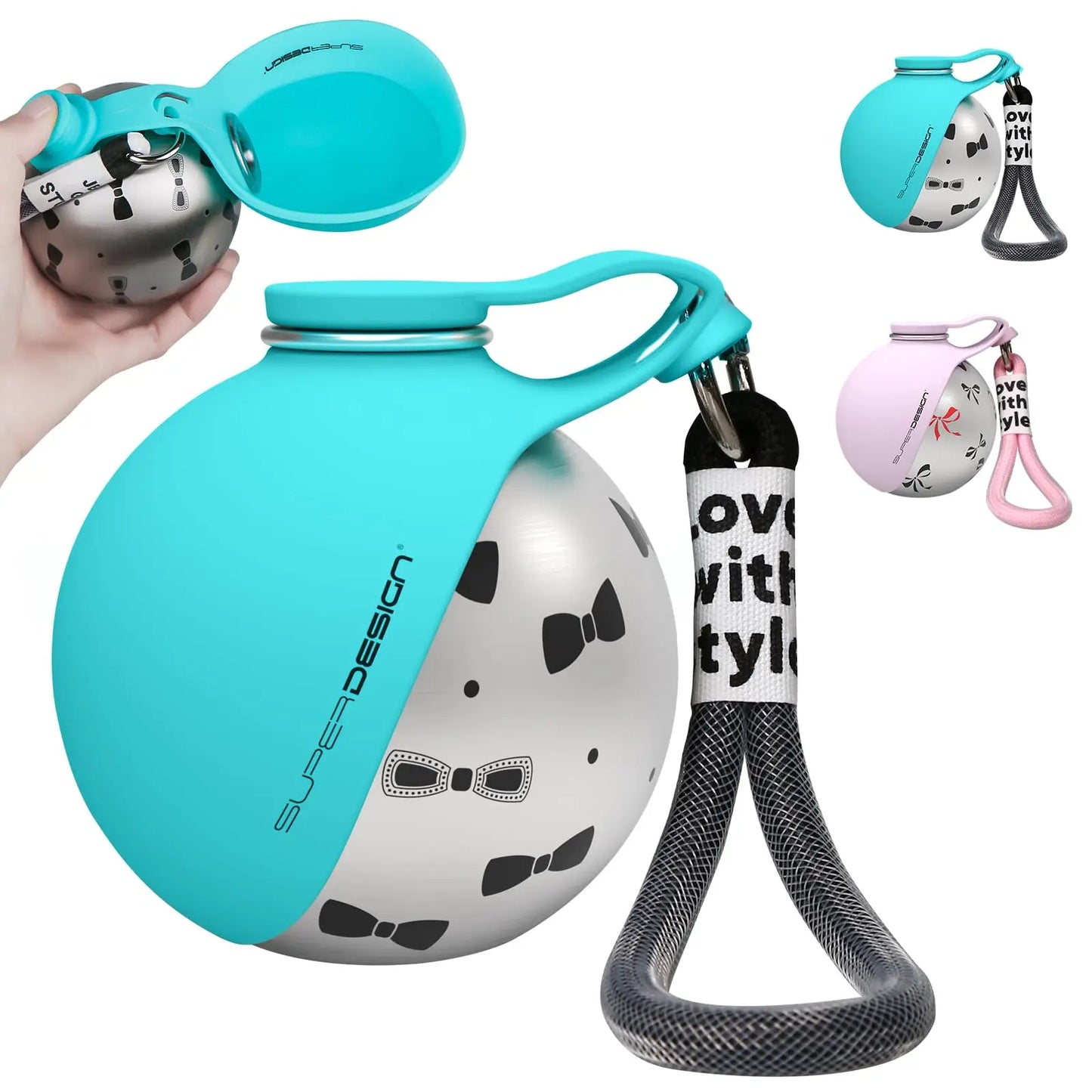 2-in-1 Portable Stainless Steel Dog Water Bottle