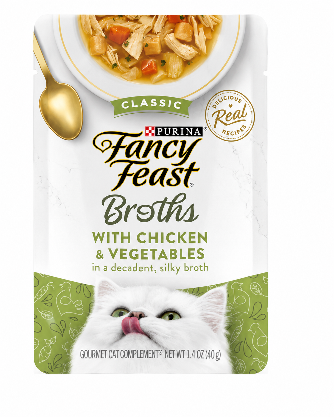 Broth, Wet Cat Food, Chicken and Veggies, 1.4 oz Pouch, 16 Pack