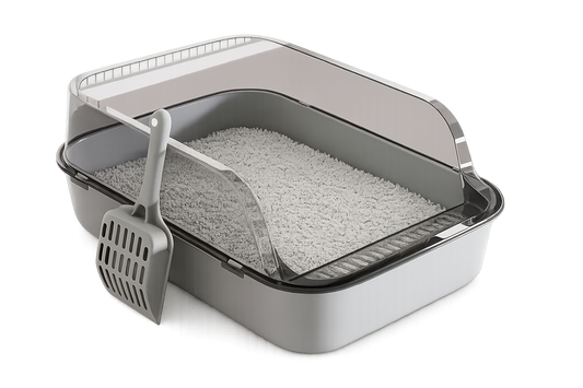 Semi-Enclosed Cat Litter Box with High Sides