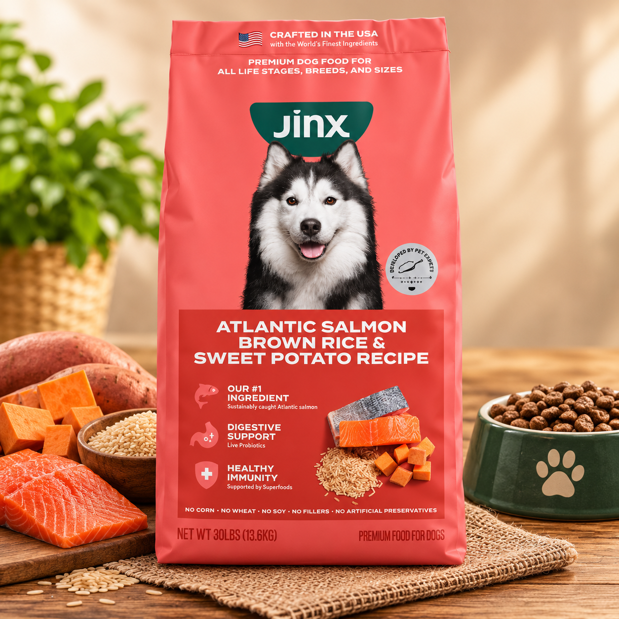 Salmon & Brown Rice Dog Food 30lb Bag