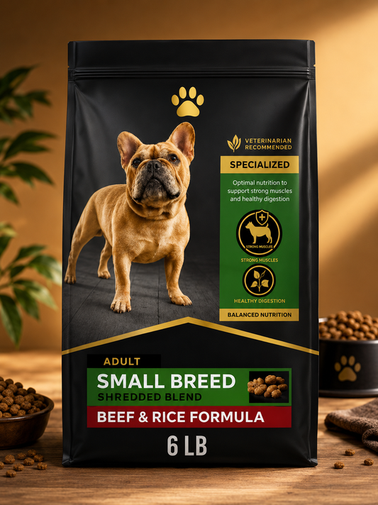 Small Breed Dog Food Shredded Beef Rice Blend with Live Probiotics