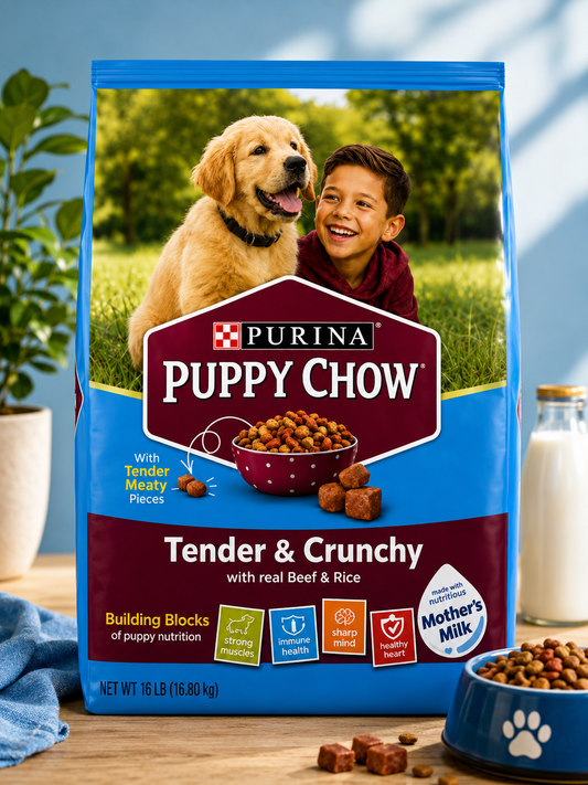 Puppy Chow High Protein Beef Dry Dog Food – 15 lb