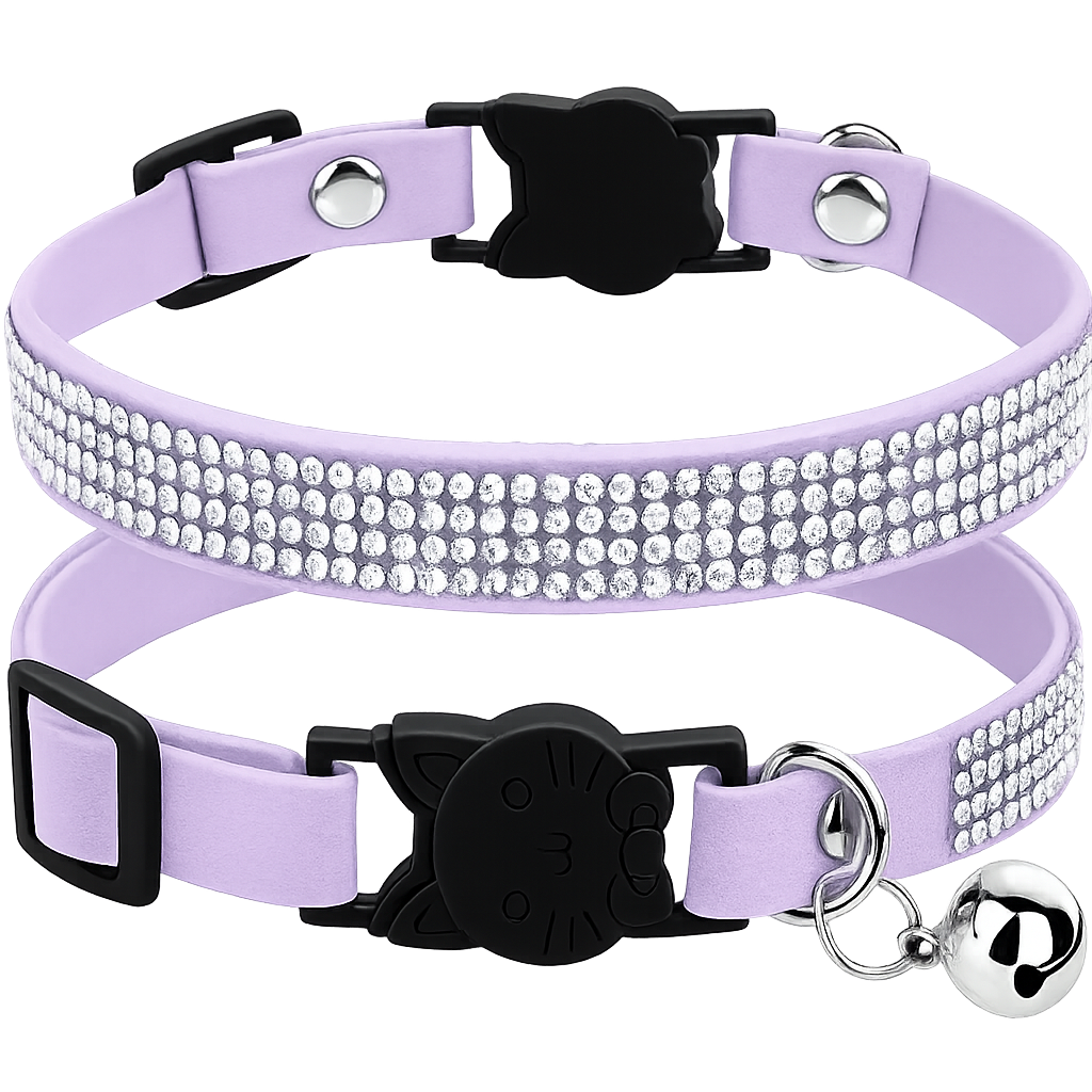 Soft Suede Cat Collar with Bell & Safety Buckle