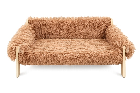 Raised Plush Cat Sofa Bed with Wooden Legs