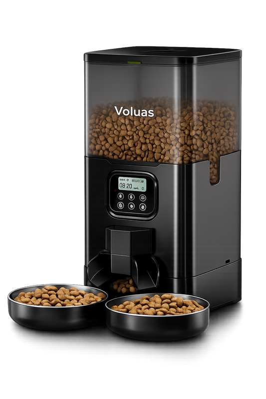6L Automatic Dual Pet Feeder with Stainless Steel Bowls