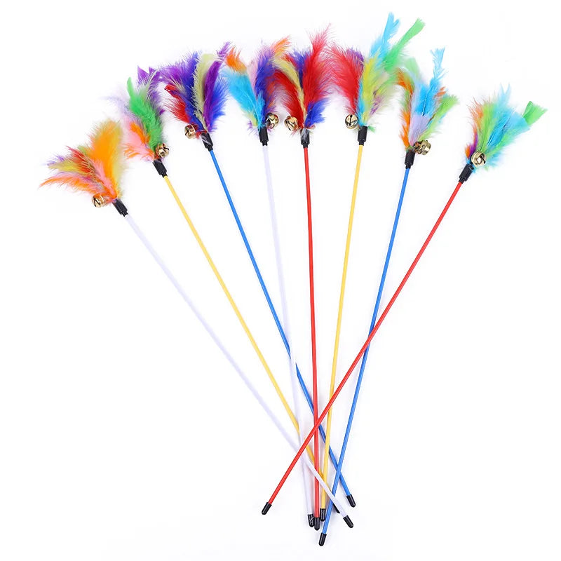 5-Piece Feather Cat Teaser Wand Toy Set