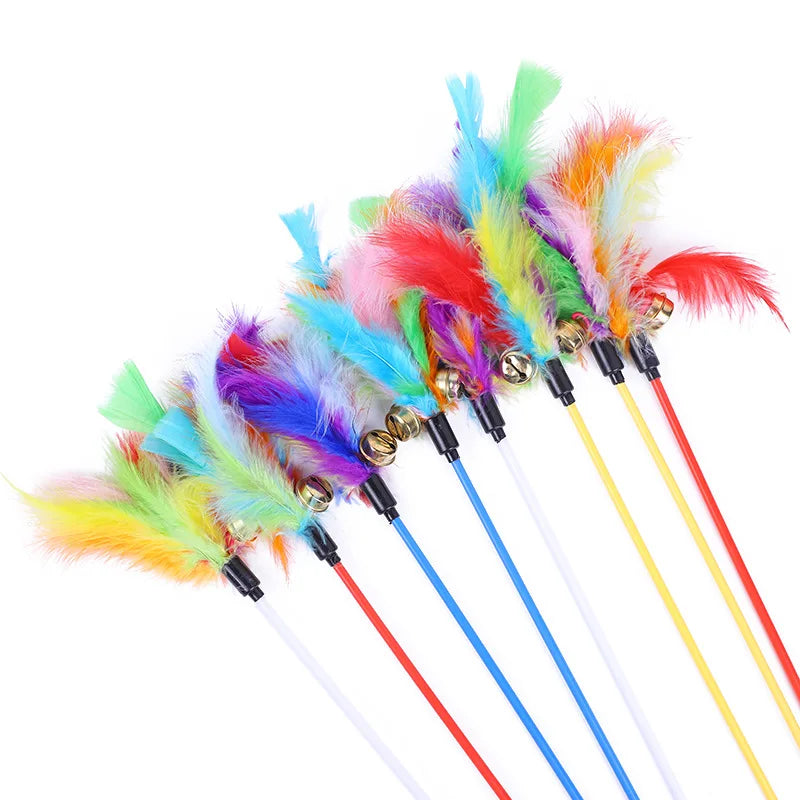 5-Piece Feather Cat Teaser Wand Toy Set
