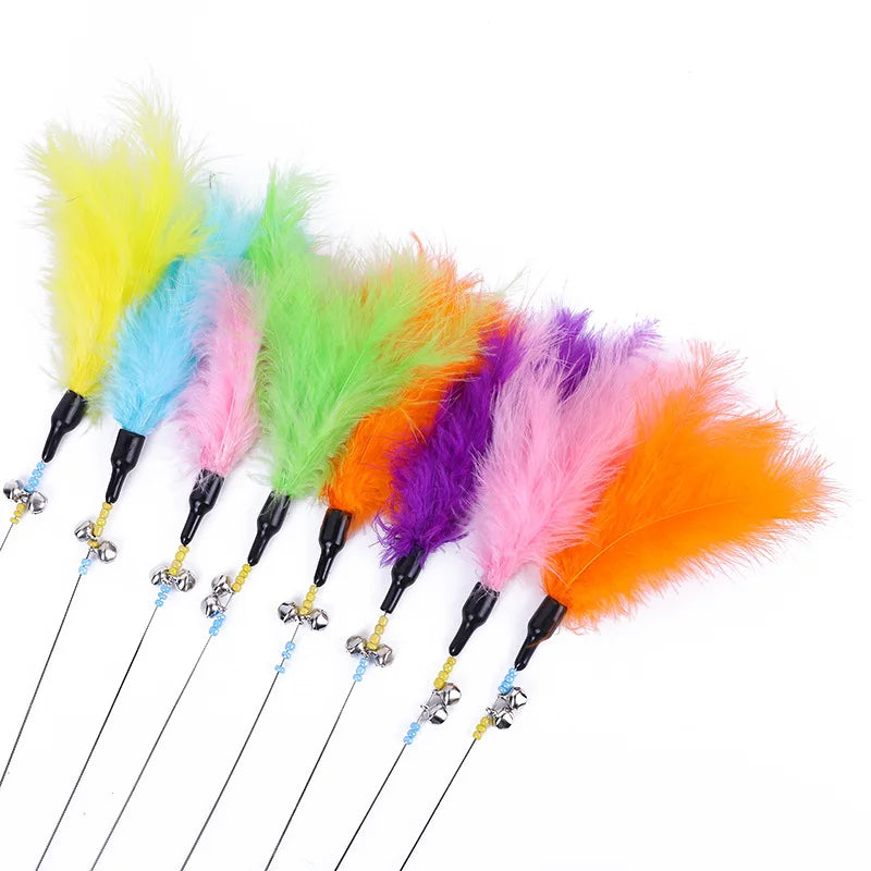 5-Piece Feather Cat Teaser Wand Toy Set
