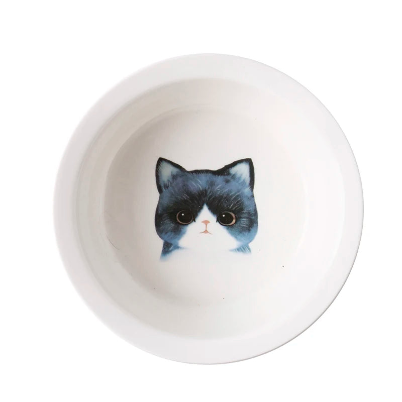 Ceramic Pet Food & Water Bowl with Stand