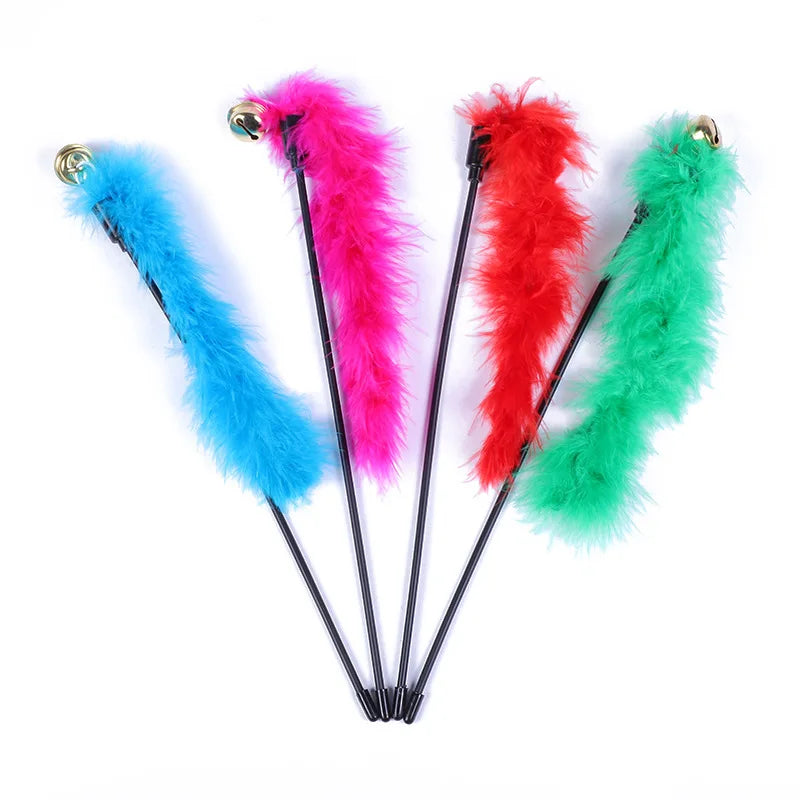 5-Piece Feather Cat Teaser Wand Toy Set