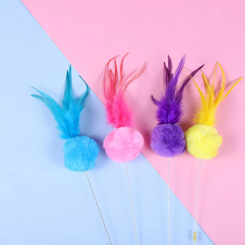 5-Piece Feather Cat Teaser Wand Toy Set