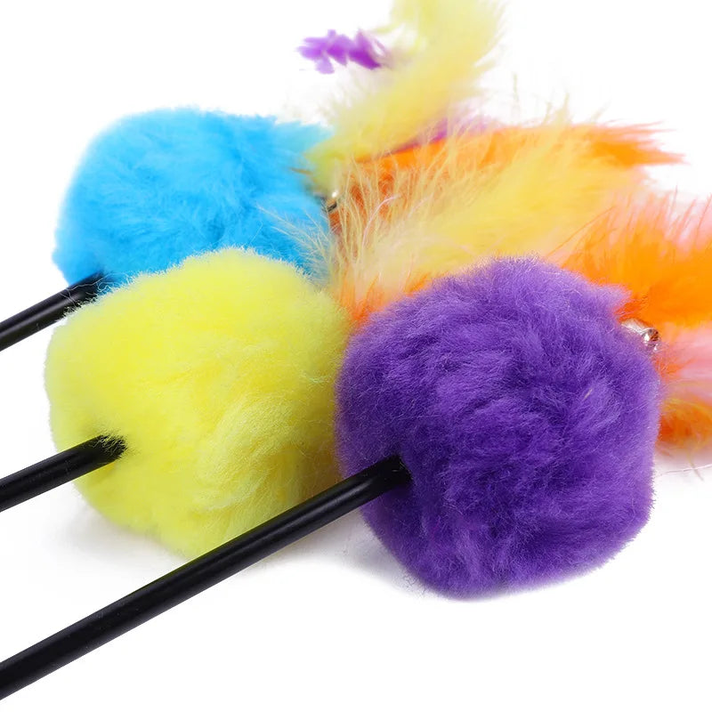 5-Piece Feather Cat Teaser Wand Toy Set