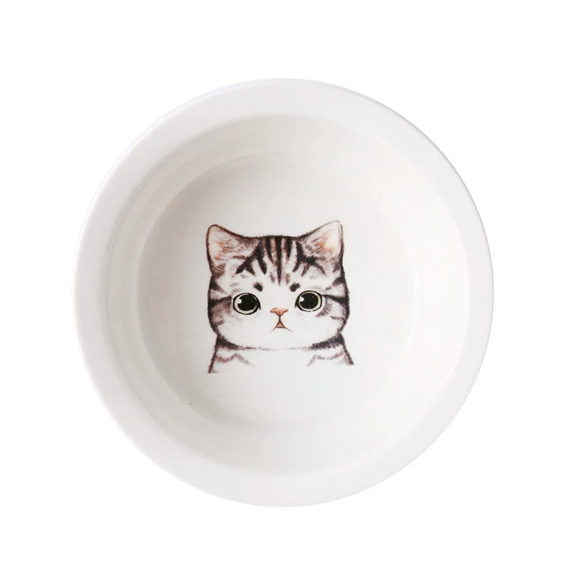 Ceramic Pet Food & Water Bowl with Stand