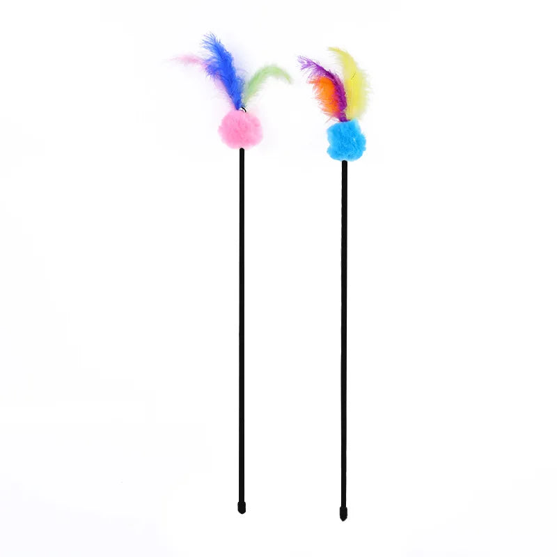 5-Piece Feather Cat Teaser Wand Toy Set