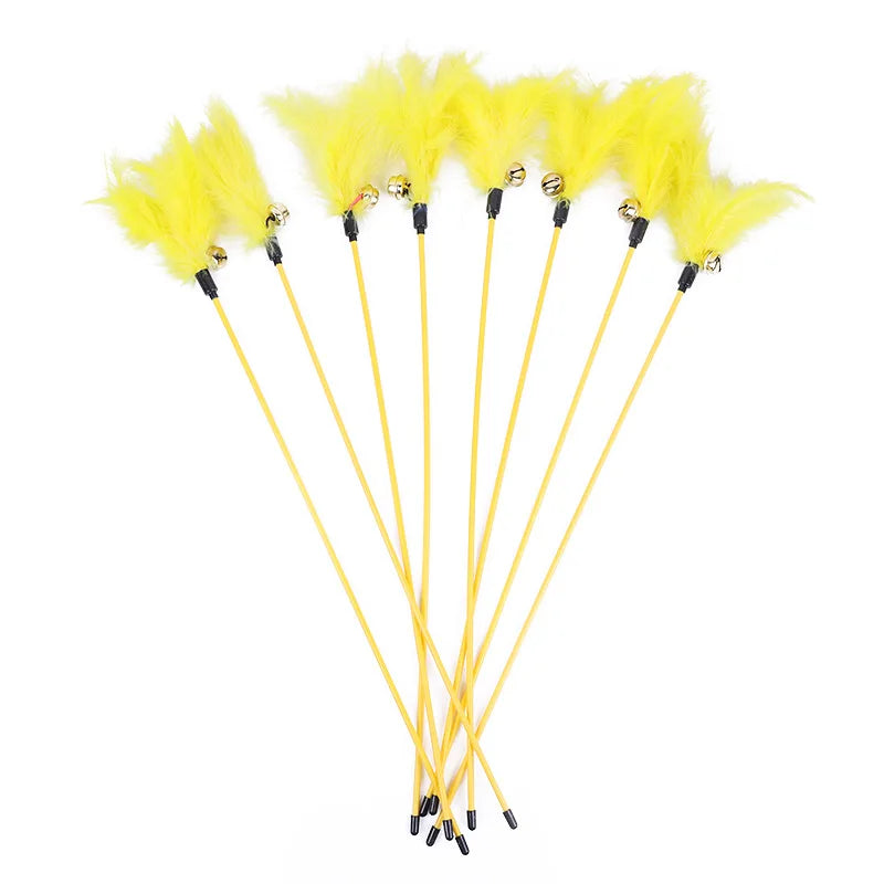 5-Piece Feather Cat Teaser Wand Toy Set
