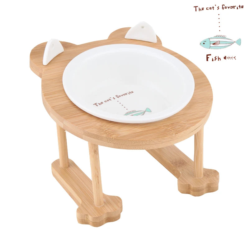 Ceramic Pet Food & Water Bowl with Stand