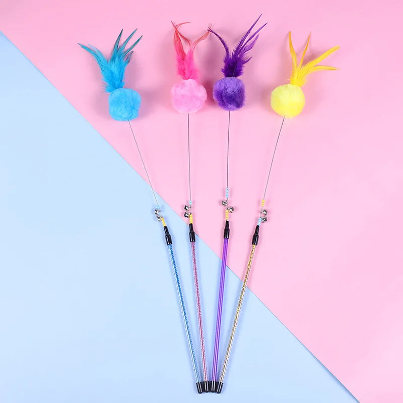 5-Piece Feather Cat Teaser Wand Toy Set