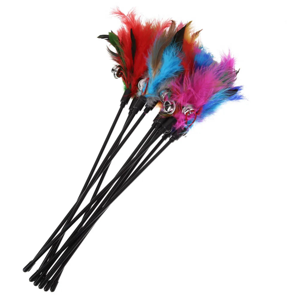 5-Piece Feather Cat Teaser Wand Toy Set