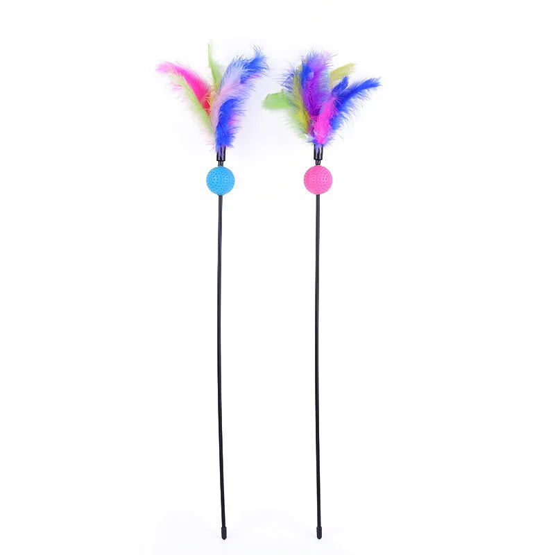 5-Piece Feather Cat Teaser Wand Toy Set