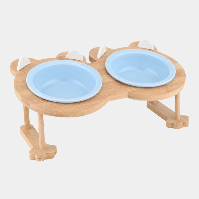 Ceramic Pet Food & Water Bowl with Stand