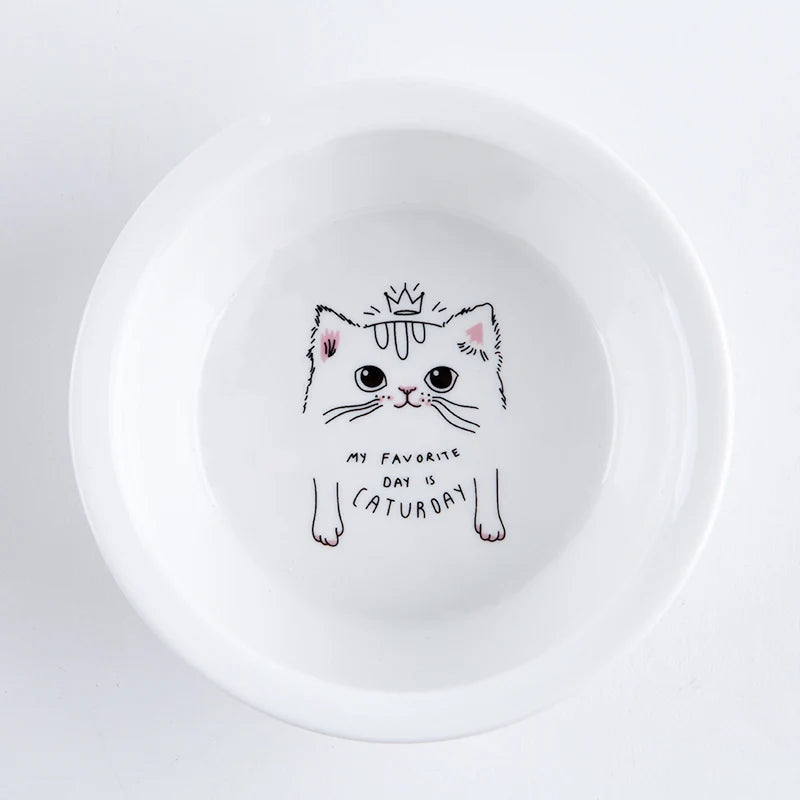 Ceramic Pet Food & Water Bowl with Stand