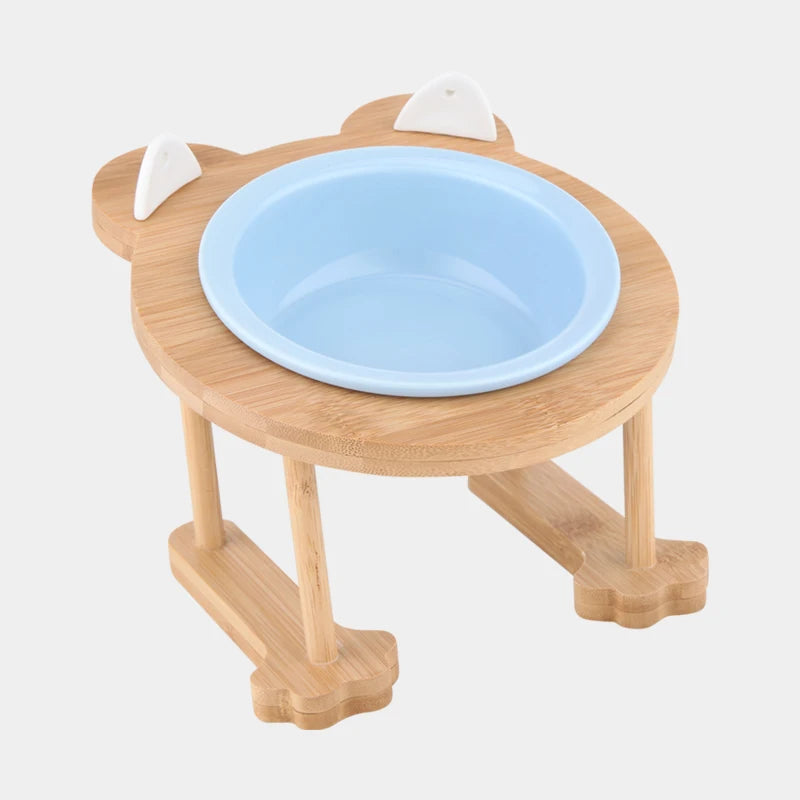 Ceramic Pet Food & Water Bowl with Stand