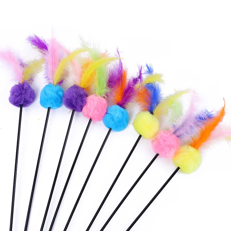 5-Piece Feather Cat Teaser Wand Toy Set