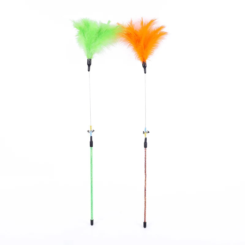 5-Piece Feather Cat Teaser Wand Toy Set