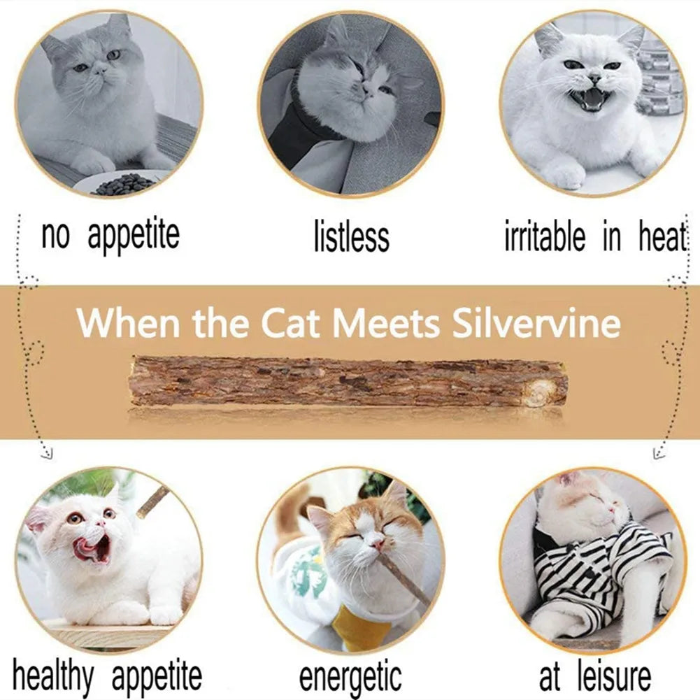 15-Piece Natural Silvervine Cat Chew Stick Set