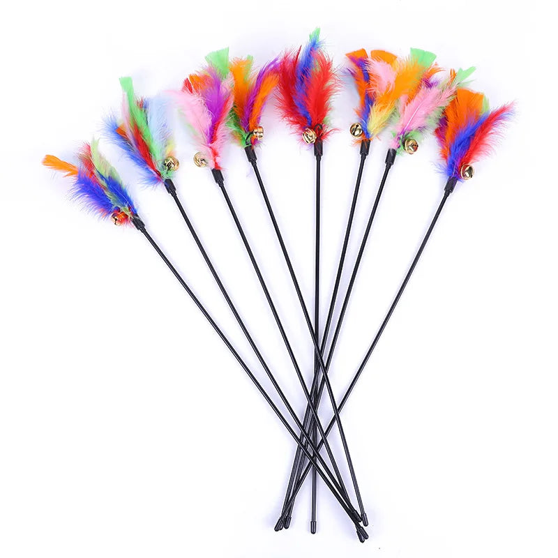 5-Piece Feather Cat Teaser Wand Toy Set