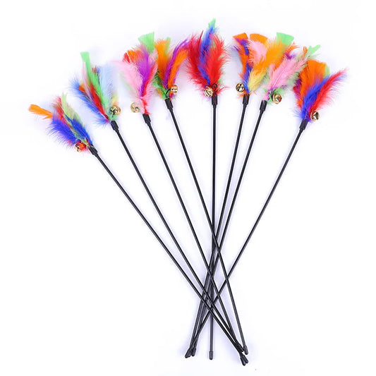 5-Piece Feather Cat Teaser Wand Toy Set