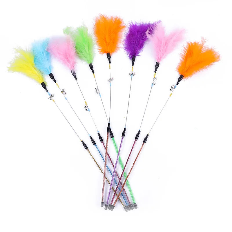 5-Piece Feather Cat Teaser Wand Toy Set