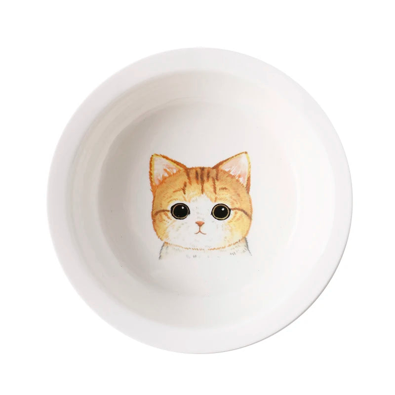 Ceramic Pet Food & Water Bowl with Stand