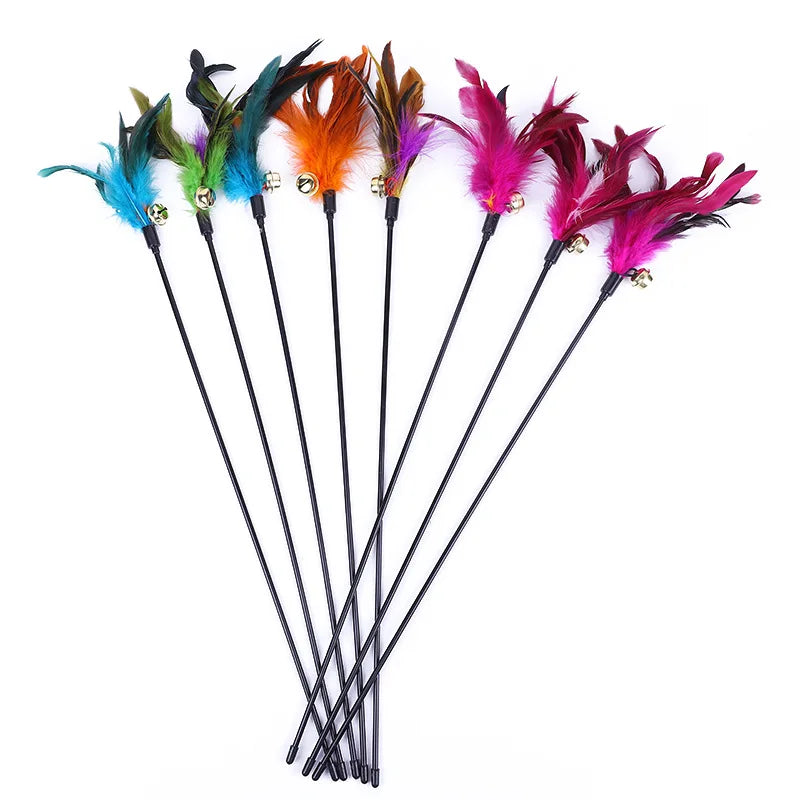 5-Piece Feather Cat Teaser Wand Toy Set
