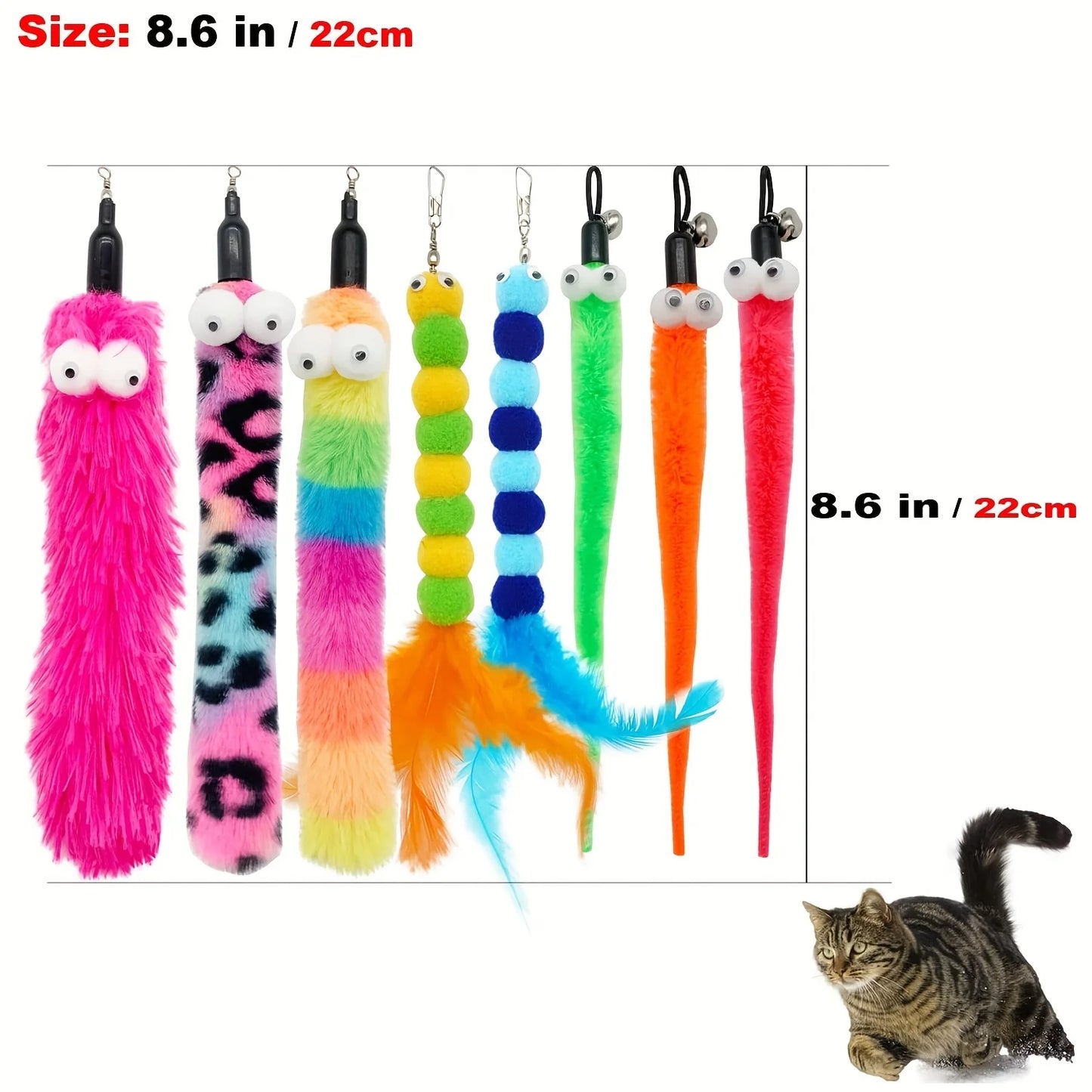9-Piece Interactive Cat Feather Wand Toy Set