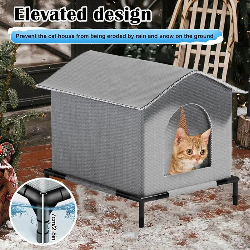 Waterproof Outdoor Cat House with Mat