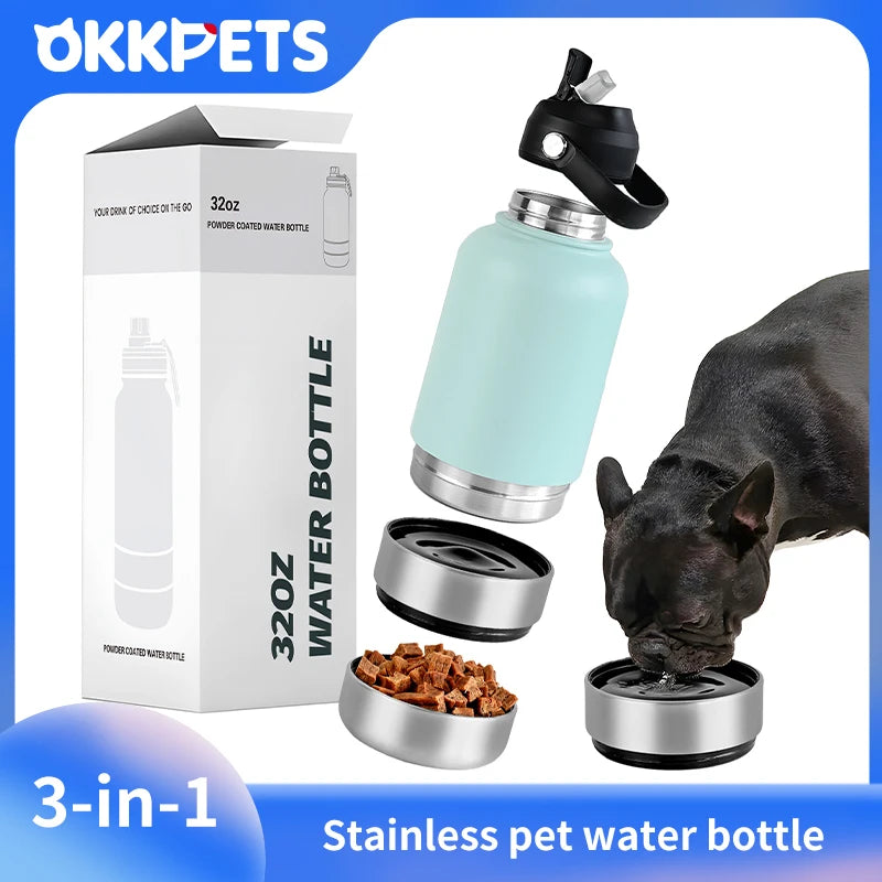 3-in-1 Stainless Steel Pet Water Bottle