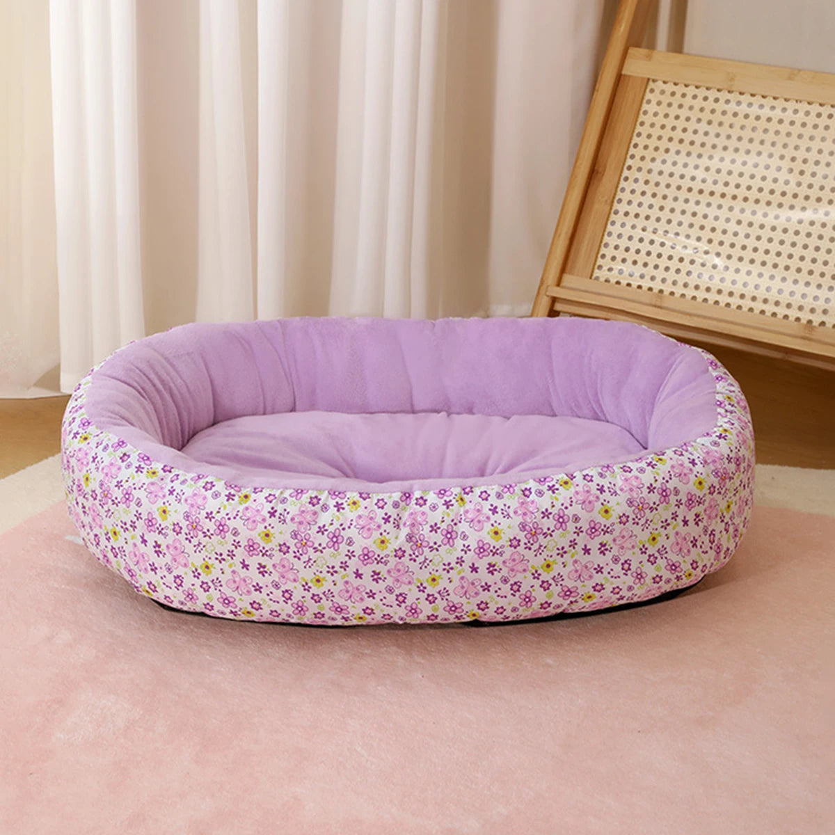 Floral All-Season Pet Bed for Dogs & Cats